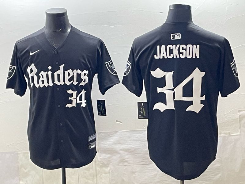 Men 2025 Oakland Raiders #34 Jackson black 6th generation Joint Name Nike Limited NFL Jersey style 05